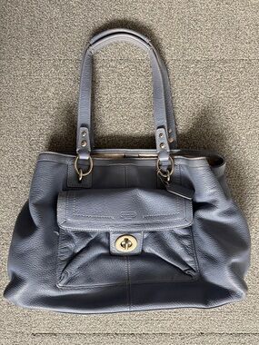 Coach Pebbled Leather Shoulder Bag in Slate Blue